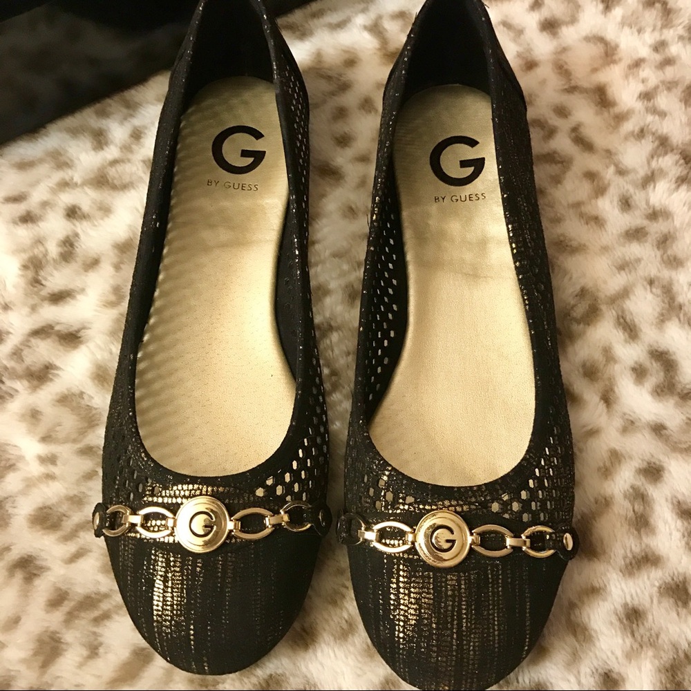 G by Guess Black Metallic Chain-Accent Flats - Picture 3 of 5